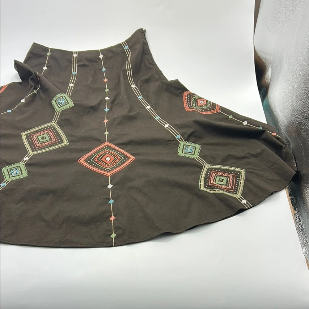 Sunny Leigh A-Line Embroidered Skirt  4 Cottagecore Cotton Zip Up Festival wear